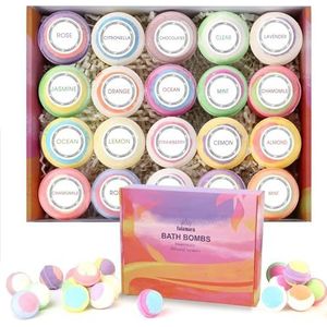 Badbommen, badbommen cadeauset, 20 organische en natuurlijke handgemaakte bubbelbad cadeauset