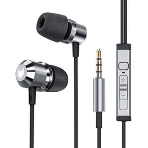 Mobilefox In-ear hoofdtelefoon headset magneet sport design memory foam oortelefoon microfoon grijs