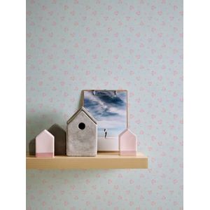 behang bloemmotief blauw, roze en wit 53 cm x 10.05 m - van Sanders & Sanders