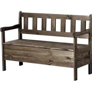 KADAX Tuinbank, 120 x 47 x 81,5 cm, bankkist van houtvezelplaat, zitbank met opbergruimte en rugleuning, weerbestendige houten bank voor tuin, balkon, 120 cm, donkerbruin