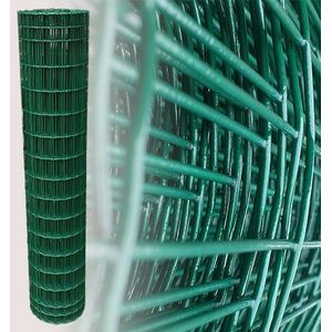 Garmix Tuingaas 25m Verzinkt met Groene PVC Coating Gaas Afrastering 10x5cm 150cm 2,1m