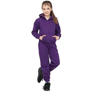 A2Z 4 Kids Kinderen Meisjes Jongens Unisex Plain Trainingspak - T.S Plain 105 Purple 5-6