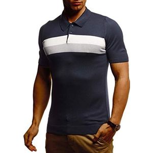 Leif Nelson LN7450 Poloshirt voor heren, zomer-T-shirt, slim fit, fijn gebreid, cool, wit zwart basic herenpoloshirts met korte mouwen, shirt met korte mouwen, blauw, M