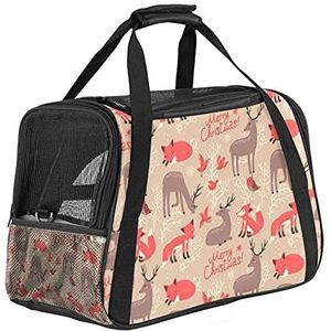 Pet Travel Carrying Handtas, Handtas Pet Tote Bag voor kleine hond en kat Kerst elanden vossen