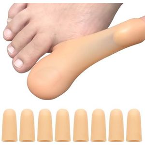 8 stuks siliconen grote teenbeschermers voor dames en heren (teenkappen en teenbeschermers) om verlichting te bieden bij ontbrekende of ingegroeide teennagels, likdoorns, blaren, hamertenen (beige