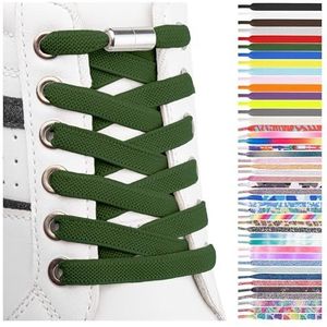 SULPO Elastische rubberen veters zonder strikken, plat, met draaisluiting, groen, Eén Maat