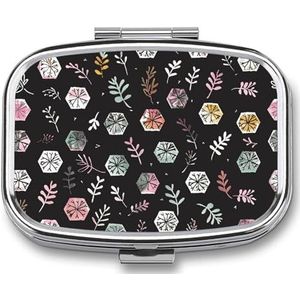 Leuke Pil Organizer Zeshoek Bloem Patroon Gedrukt Draagbare Reizen Pillendoos Mini Pillendoos Kan Buiten worden gebruikt