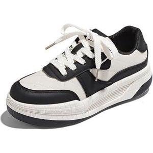 kumosaga Damesplatformsneakers, dames casual schoenen met veters, antislip platform mode sneaker trainers for school/werk/vrije tijd (Color : Noir, Size : 38 EU)