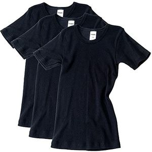 HERMKO 2810 3-pack kinderonderhemd met korte mouwen voor meisjes en jongens, van biologisch katoen, zwart, 164 cm