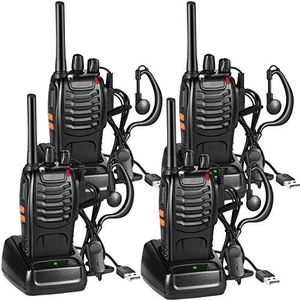 Walkie Talkies PMR446 Professionele Radio Set, 16 Kanalen Oplaadbare Walky Talky Set Draagbaar met Headset en USB-laadstation voor buitensporten, bouwplaats (2 paar, zwart)