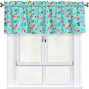 GUOLGP Flamingo ijs fruit print 137x45 cm venster volant gordijnen voor keuken badkamer wasruimte woondecoratie