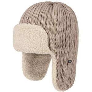 Lipodo Pilotenmuts Dames/Heren - Made in the EU gebreide muts oor bescherming wollen met voering voor Herfst/Winter - One Size beige