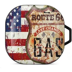 Vintage Route Gas Station Sign Oordopjes Case Compatibel met Samsung Hard Shell Beschermende Cover Case Zwart-Stijl