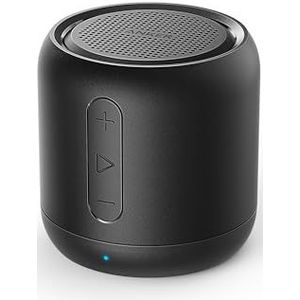 Anker SoundCore Mini-bluetooth-luidspreker, compacte luidspreker met 15 uur speeltijd, fantastisch geluid, 20 meter Bluetooth bereik, FM-radio en intensieve bas
