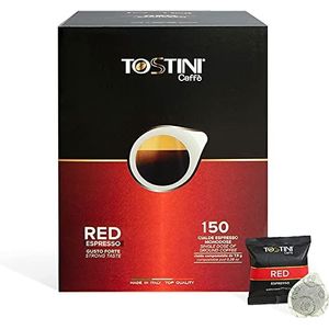 Caffè Tostini - Koffiepads Red/Rood melange - Verpakking van 150 composteerbare pads van 7,9 gr en ESE 44 mm compatibel
