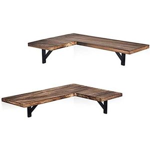 Hoekdouche Caddy Badkamerplanken 2-Pack Opbergrek Multifunctionele Muurbevestigde Rustieke Houten Hoek Zwevende Planken for Slaapkamer Woonkamer Badkamer Keuken Organizer Plank