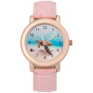 Hawaiiaanse Groene Zee Schildpad Horloges Voor Vrouwen Mode Sport Horloge Vrouwen Lederen Horloge