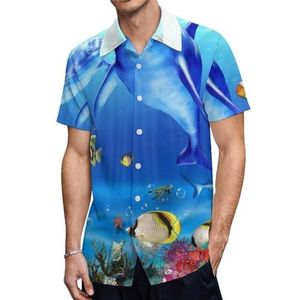 D-olphin Kiss Heren Korte Mouw Shirts Casual Button-down Tops T-shirts Hawaiiaanse Strand Tees 2XS