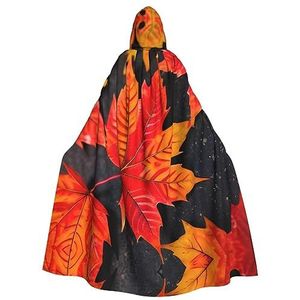 MDATT Mannen Hooded Mantel, Vrouwen Robe Halloween Kostuum, Volwassen Cape Outfit Carnaval Fancy Dress Cosplay, Herfst Rode Bladeren