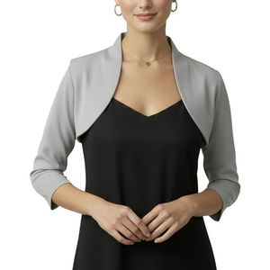 BlackButterfly Getailleerd 3/4 Mouw Bolero (Zilver, S)