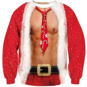 Rave on Friday Lelijke kersttrui, uniseks, met grappige 3D-print, valse tweedelige trui, sweatshirts, lelijke lange mouwen, feesttrui