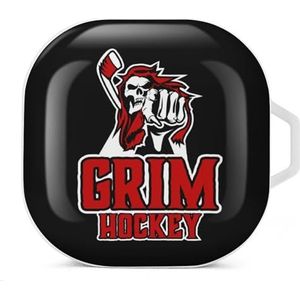 Grim Skull Hockey Oortelefoon Hoesje Compatibel met Galaxy Buds/Buds Pro Schokbestendig Hoofdtelefoon Case Cover Wit-Stijl