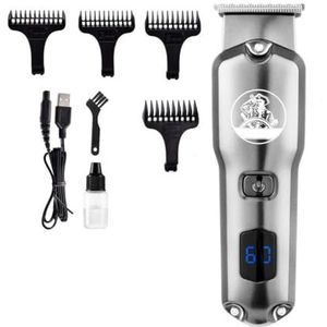 Tondeuse voor mannen, tondeuse professionele haarsnijmachine kapsel elektrische kapper draadloze tondeuse kale kop tondeuse voor mannen (kleur: zilver)