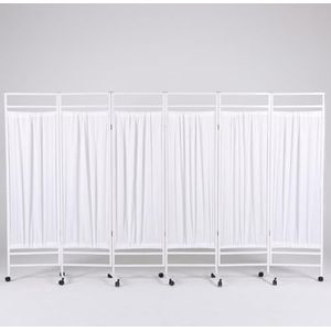 Medische kamerverdeler met opvouwbare panelen, mobiel medisch privacyscherm, waterdicht nylonweefsel, kamerverdeler met vergrendelbare wielen, geschikt, 189 cm hoog(White,6-panel)