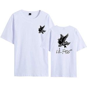 JFLY Lil Peep T-shirt voor dames en heren, modieus, hiphop-T-shirt, zacht katoen, korte mouwen, zomer, T-shirt, tops, print, casual, streetwear, wit, 4XL