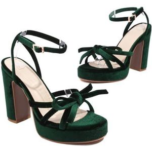 WOkismD 11CM Zomer Suede Water Platform Grove Hak Sandalen Grote Hak Hoge Hak Schoenen voor Vrouwen, groen, 42 EU