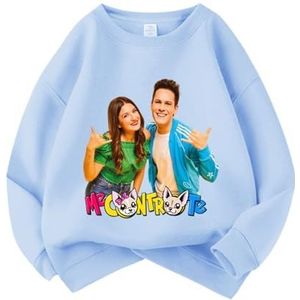 MAOXITCATY Kindertrui in pasteltinten van katoen met print voor jongens en meisjes, lange mouwen, truien voor kinderen van 3-10 jaar,Blauw,110cm