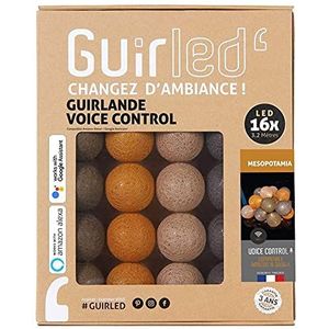 GuirLED - Mesopotamia Lichtsnoer van katoen, led, USB, spraakbesturing, Amazon Alexa & Google Assistant, oneindig programmeerbaar, dubbele USB-oplader, 2 A, inclusief 16 bollen