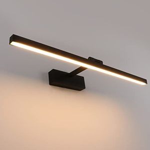 Klighten LED spiegellamp badkamer 61cm, 180 graden draaibare wandlamp voor badkamer IP44, 18W 1170 lumen, badkamerlamp muur aluminium, warm wit 3000K, zwart