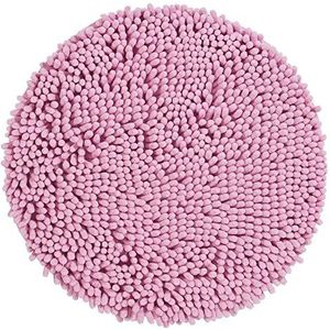PANA Chenille badmat rond in verschillende kleuren • Badmat van zachte vezels • absorberend en wasbaar • Douchemat Ø 56 cm • Kleur: roze