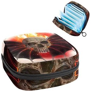Skull Bat,Periode Pouch Draagbaar,Tampon Opbergtas,Tampon Houder voor Portemonnee Vrouwelijke Product Organizer, Meerkleurig, 4.7x6.6x6.6 in/12x17x17 cm