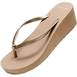 fengqingyunyan0304 Slides, 6 cm dikke zool slippers voor dames - antislip zomer strand sandalen voor dames en heren, Abrikoos, 40.5 EU