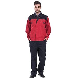 Veiligheidsoveralls, Werkkleding for heren Jas en broek(Red and Navy,XL)