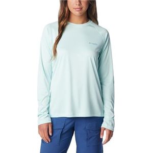 Columbia Tidal Tee II hoodie met lange mouwen voor dames, Icy Morn Canyon Blauw Logo, Large