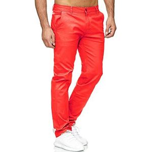 Heren Chino Stretch Broek Basic Denim Jeans Ontwerp Broek Regular Fit Effen Fredy & Roy, Colour:Orange, Pant Size:31W