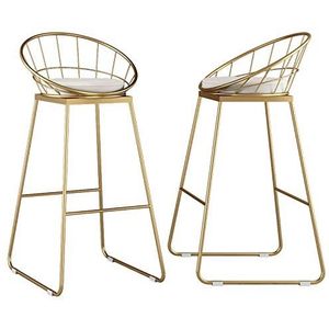 Luxe keuken moderne eetkamerstoelen, barkruk set van 2, barstoel, fluweel bekleed, gouden metalen poten, zithoogte 25,5 inch