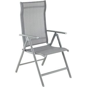 SONGMICS Tuinstoel, klapstoel, outdoorstoel met robuust aluminium frame, rugleuning 8-traps verstelbaar, tot 120 kg belastbaar, grijs GCB02GY