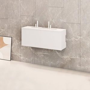 XCLOOZGL Modern Stijl Wifi Router Opbergdoos Verstopper Grote Capaciteit Projector Plank Wandmontage of Bureaublad Kabelmanagement Doos Houten Modem Organizer Stekkerdoos,A,40X11X21CM