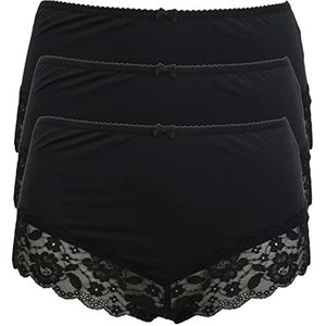 Ex-Store Set van 3 microvezel shorts met hoge taille en kant, Zwart, 38