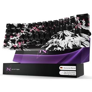 Nyfter - Premium Sakura keycaps ISO 60% en 75% Custom Keycabs ISO lay-out voor mechanische toetsenborden (Black Sakura, 60%)