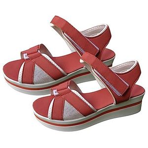 Casual platform open teen sandaal | Casual wandelsandalen voor dames met plateauzool - Platte sandalen met lage zool en verstelbare bandjes voor strandwinkels Xinme