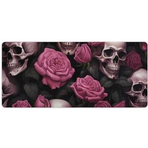 Schedels En Roze Rozen Mode Bureau Muismat Antislip Gaming Muismat Accessoires Decor 40x90cm