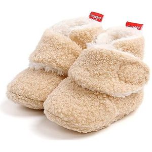 Zuigelingen Baby Jongens Meisjes Katoenen Schoentjes Gestreepte Zachte Zool Nieuwgeboren Eerste Wandelschoentjes Warme Fleece Laarsjes 6-12M