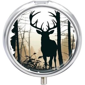 Herten Silhouet Pil Case Reizen Pil Container Mini Reizen Geneeskunde Tablet Vitamine Houder Organizer Geneeskunde Kabeljauw Leverolie Opslag