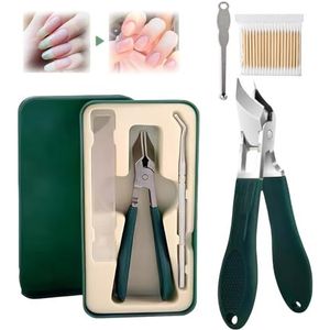 Super Sharp Oblique Nail Clippers, 2025 New Three Sets of Eagle Beak Beveled Nail Clippers, Wide Jaw Opening Anti-Splash Slanted Nail Clipper, for Thick Nails, Seniors&Ingrown Care (Green)