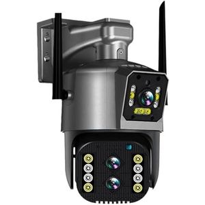 Bewakingscamera, 8MP 4K IP Camera Outdoor PTZ Drie Lens Dual Screen 10X Zoom Auto Tracking Waterdichte Beveiliging CCTV Camera(8MP Add 64G Card)